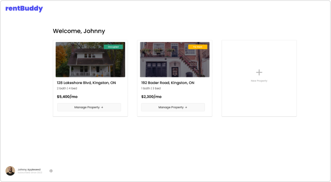 Property management dashboard designed for independent landlords